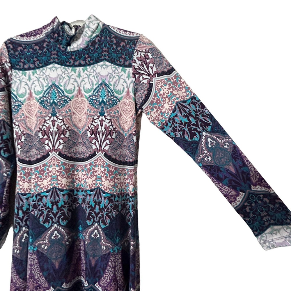 New York and Company The Bohemian Ornate Print Maxi Dress Blue Lyrics Small - Picture 13 of 16